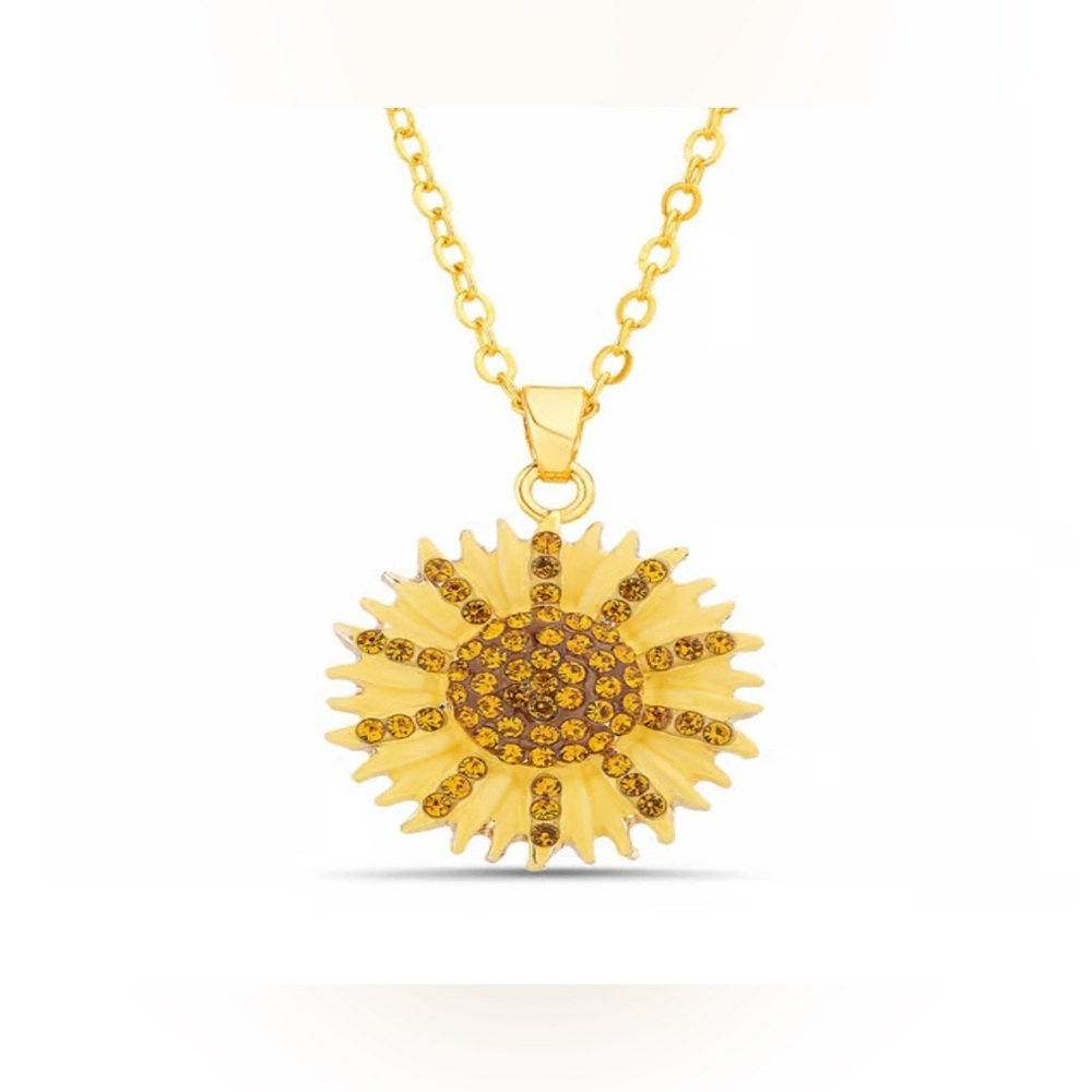 Gold Sunflower Pendant Necklace